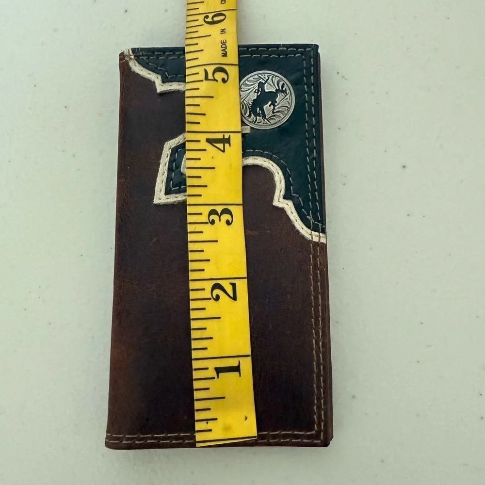 Justin Brown Leather Rodeo Ostrich Embossed Conch Wallet